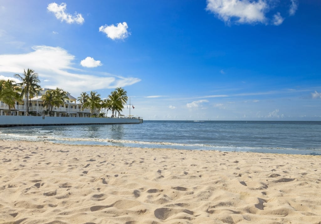 View of the ocean and pier from the beach.