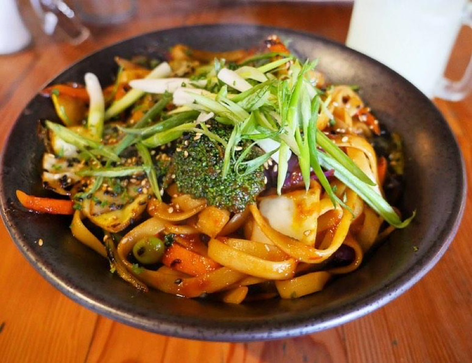 Spicy Szechuan Stir Fry with tofu, noodles, vegetables