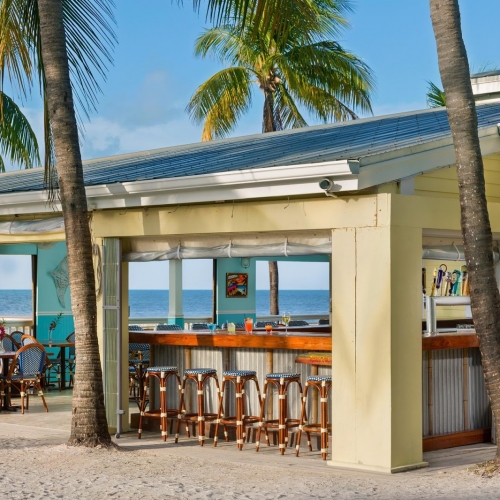 Tropical and open concept beach cabana bar