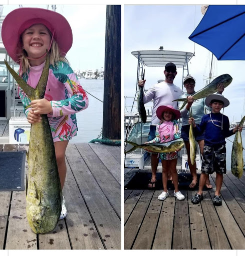Little girl and family go fishing