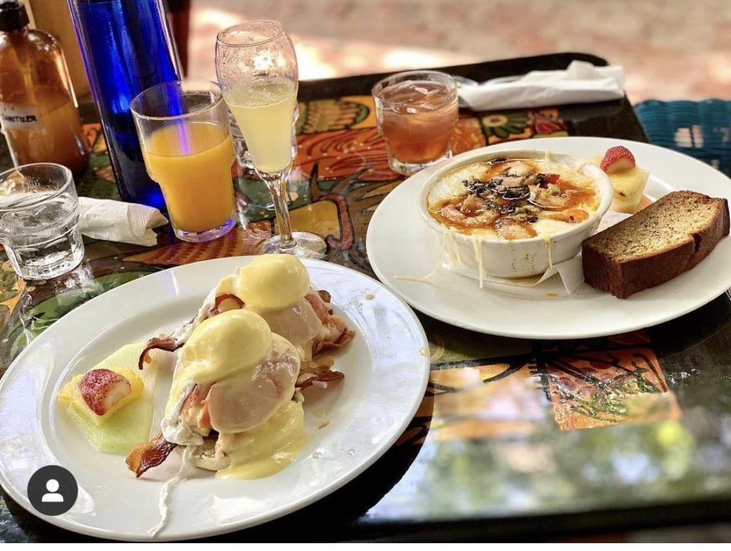 Table with Breakfast items on it