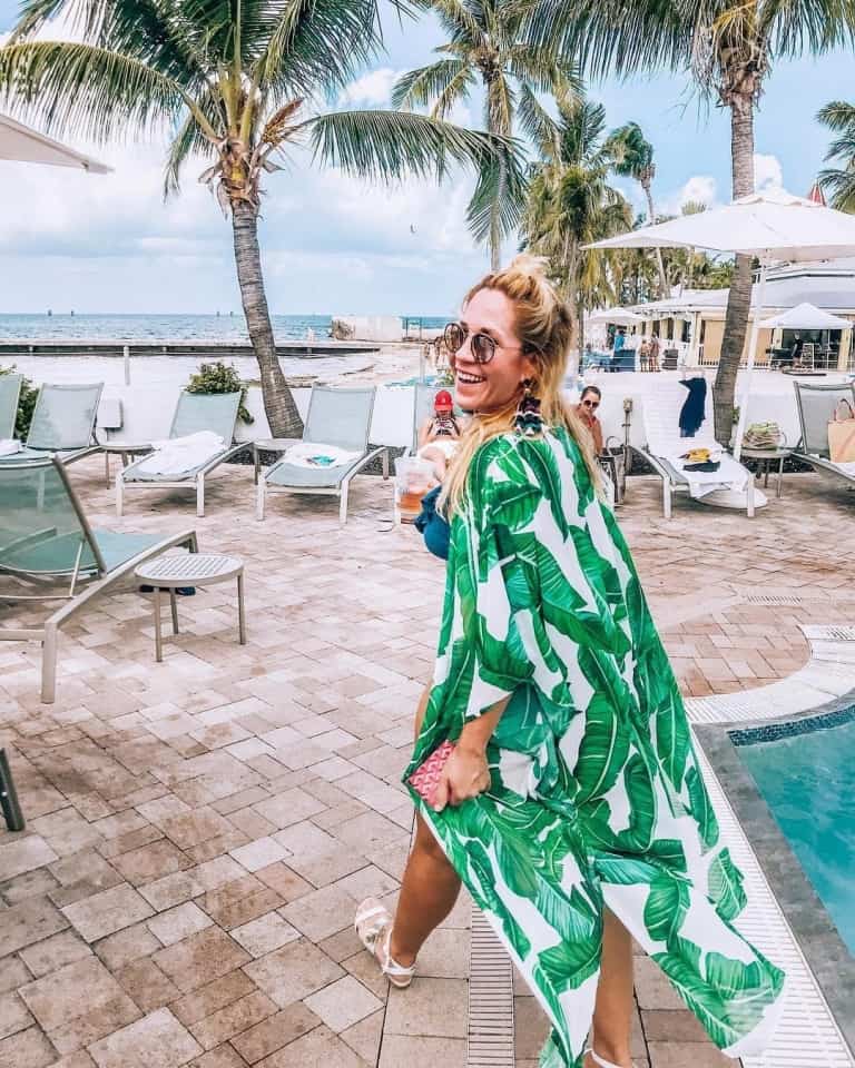 woman walking around resort