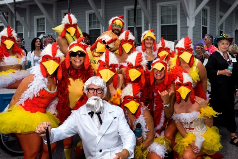 people dressed as chickens