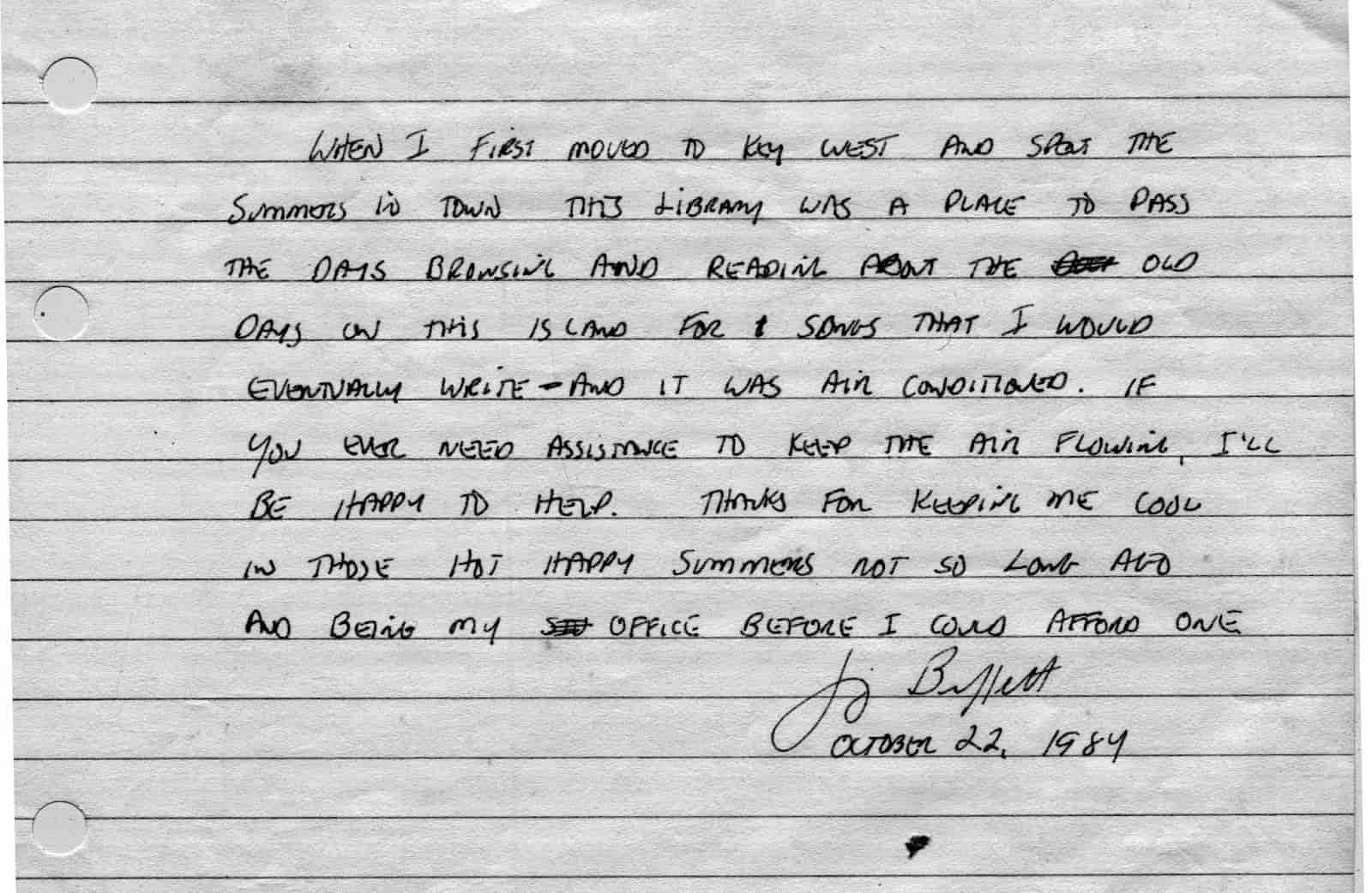 jimmy buffet note