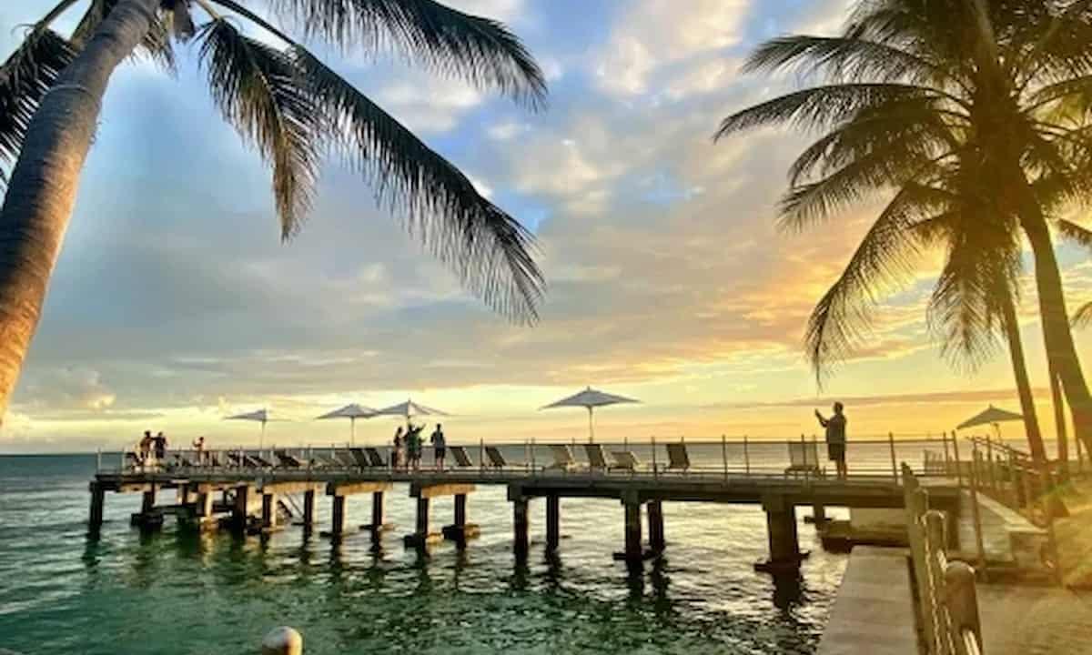 View of the ocean at sunset