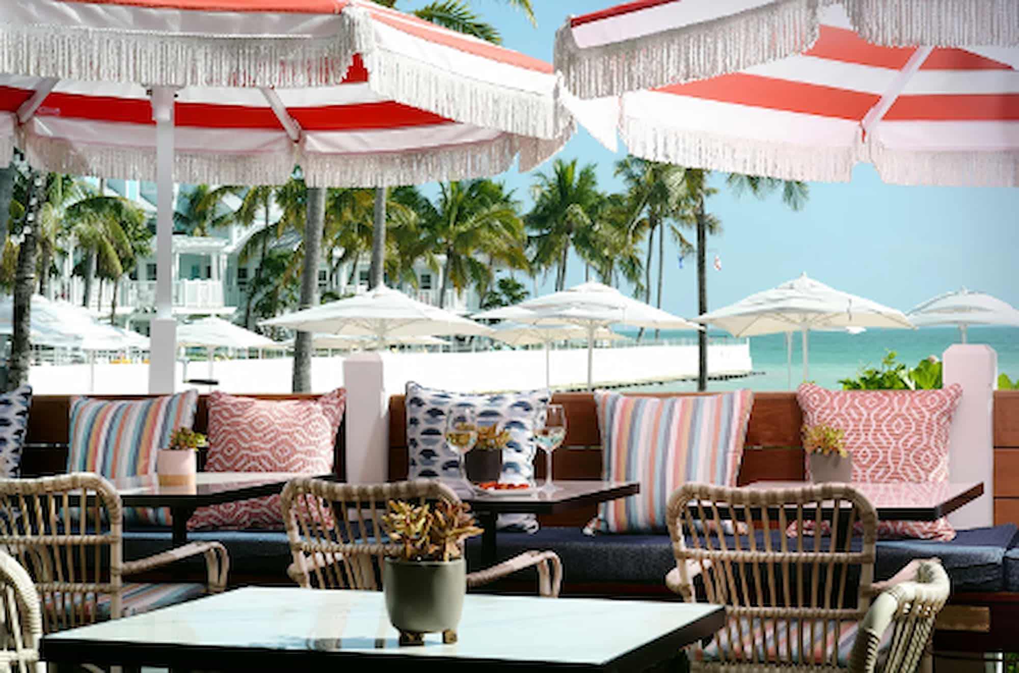 outdoor seating area by the ocean
