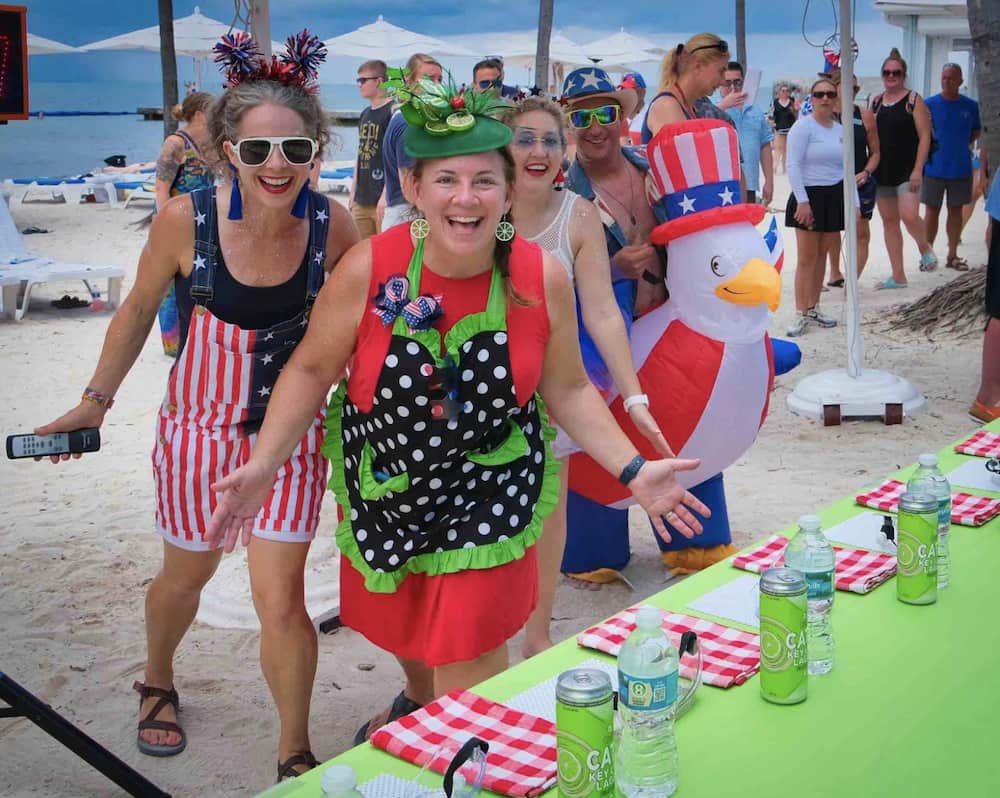 people at a beach party