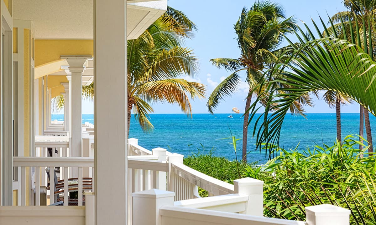 A view of the beach from the balcony