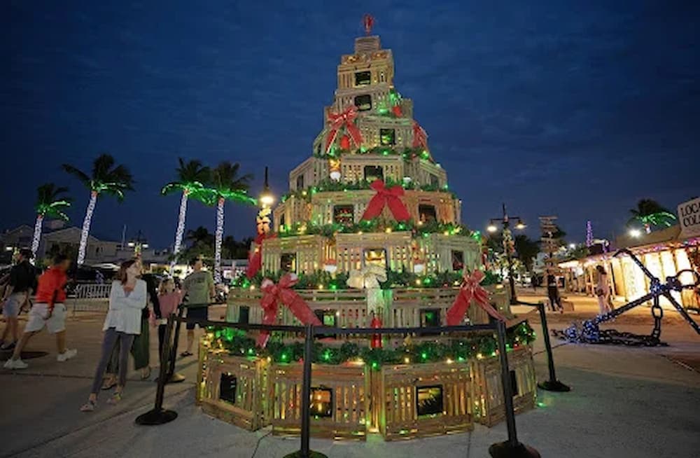 Christmas display at night