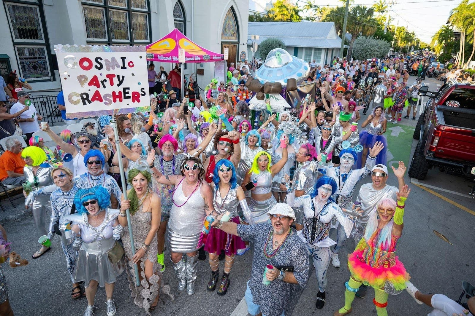 people partying on the streets