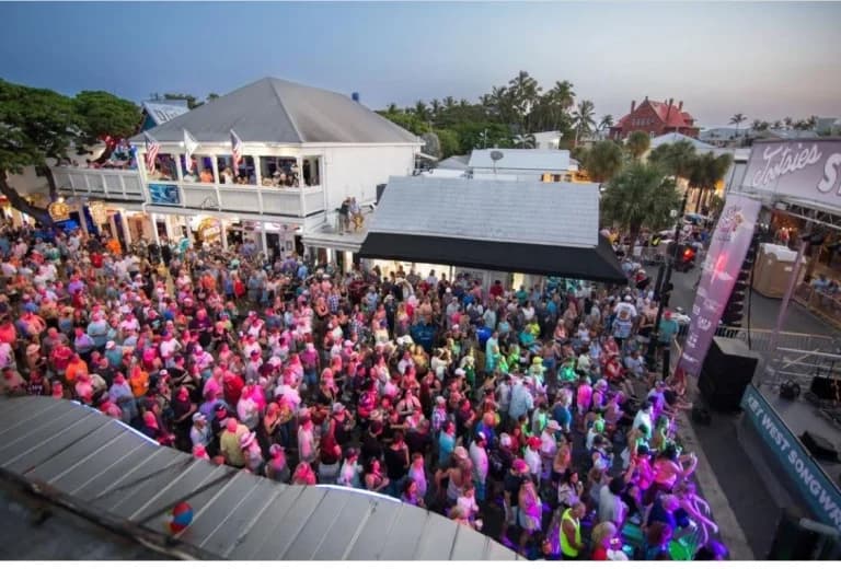 crowd at concert at sunset