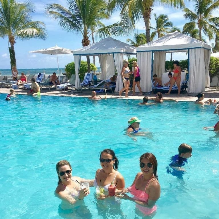 woman in the resort pool