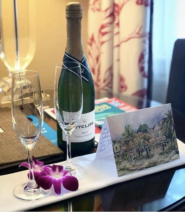 wine and glasses on table