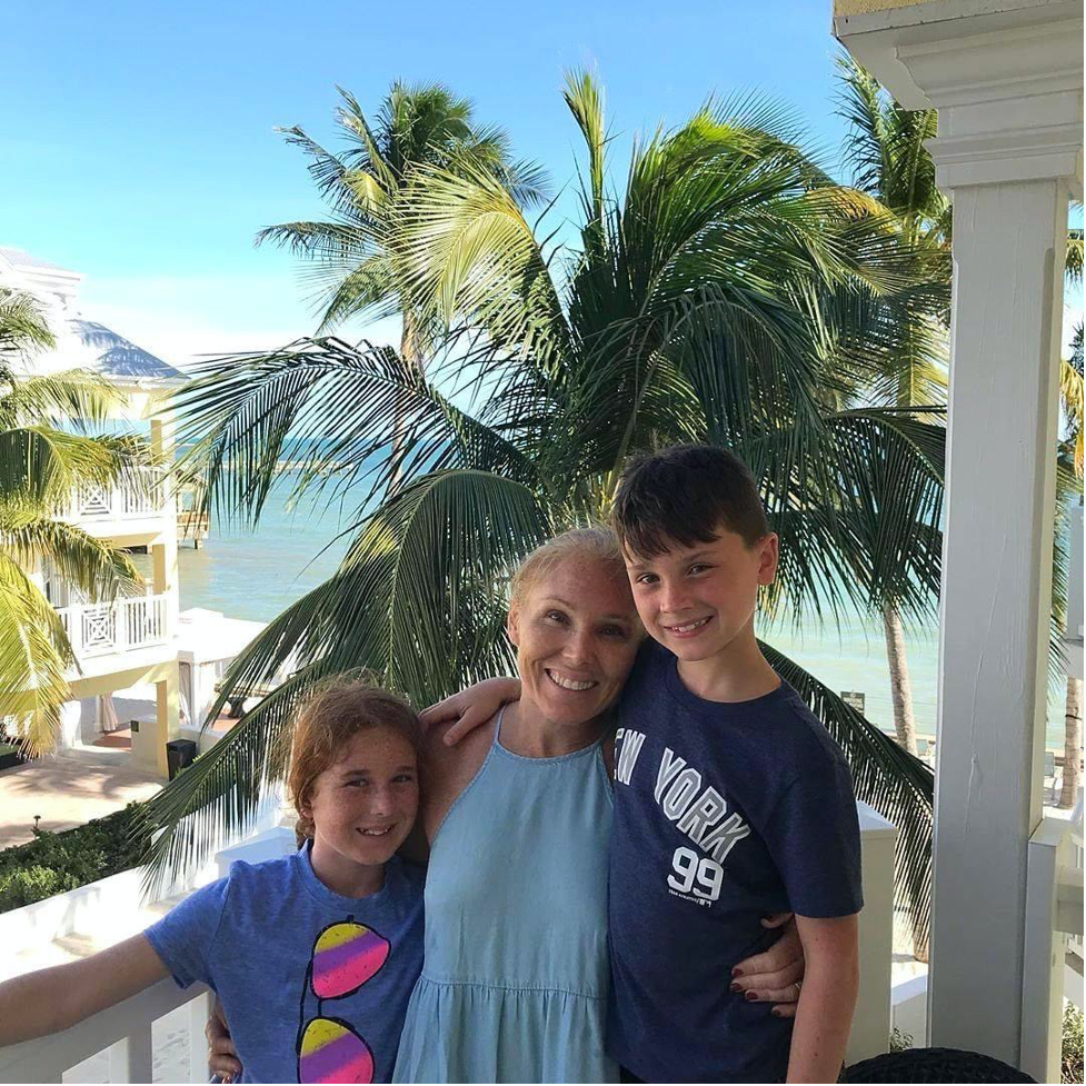 mom and kids at resort