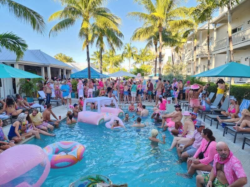 large pool party at resort