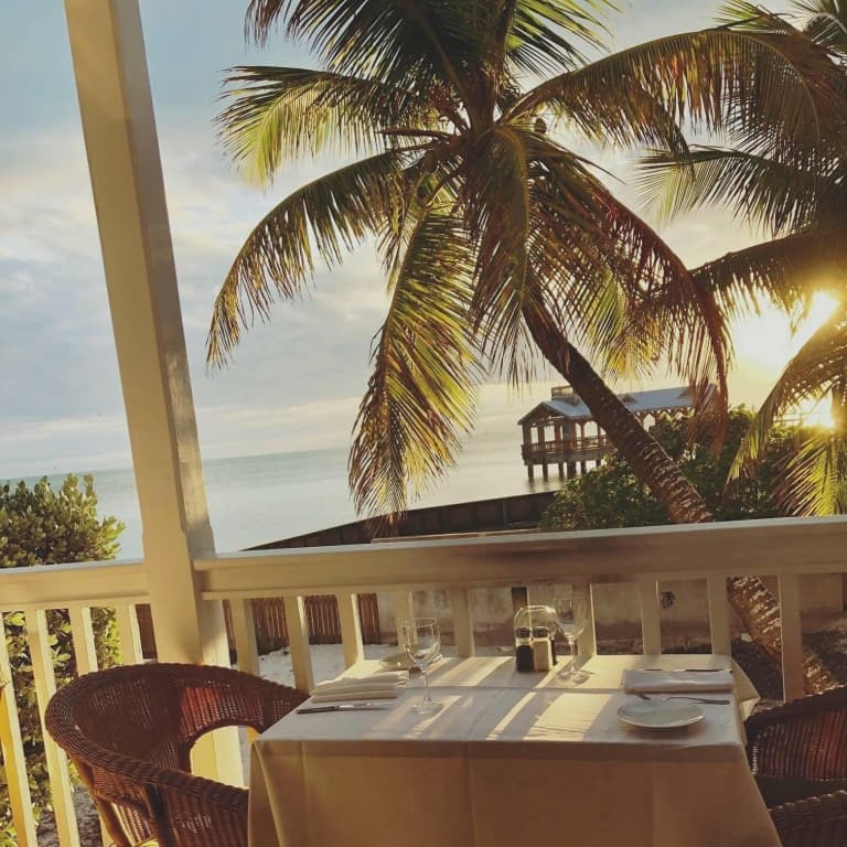 balcony dining at sunset