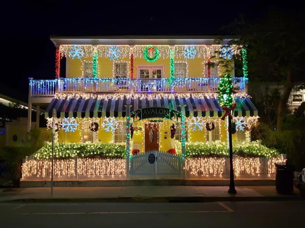 The Avalon exterior holiday decor