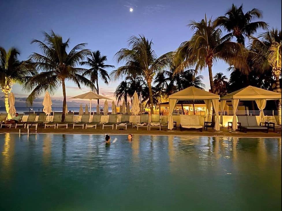 Night swim at resort