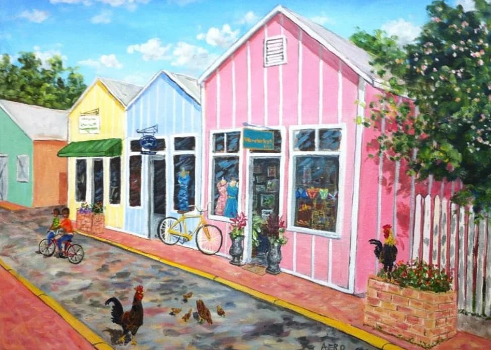 painting of shops