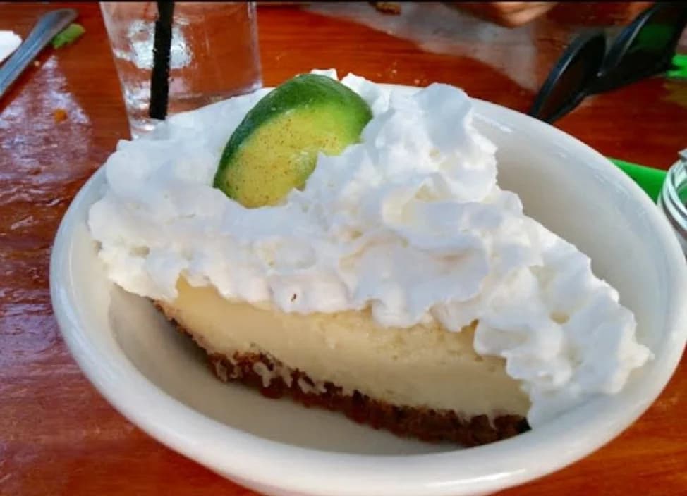 Key lime pie on table