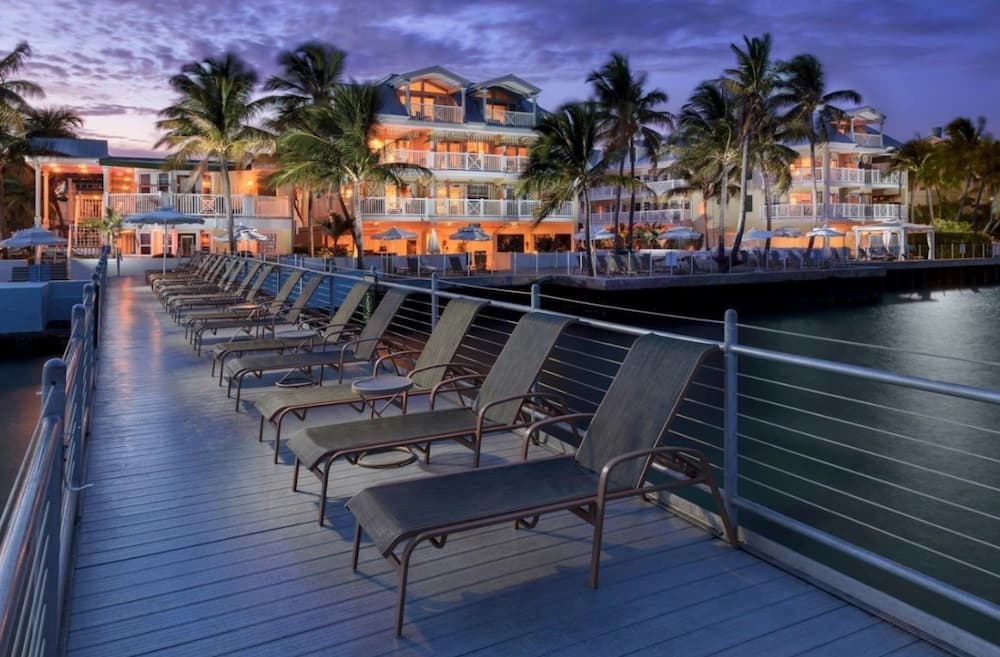 pool chairs at night