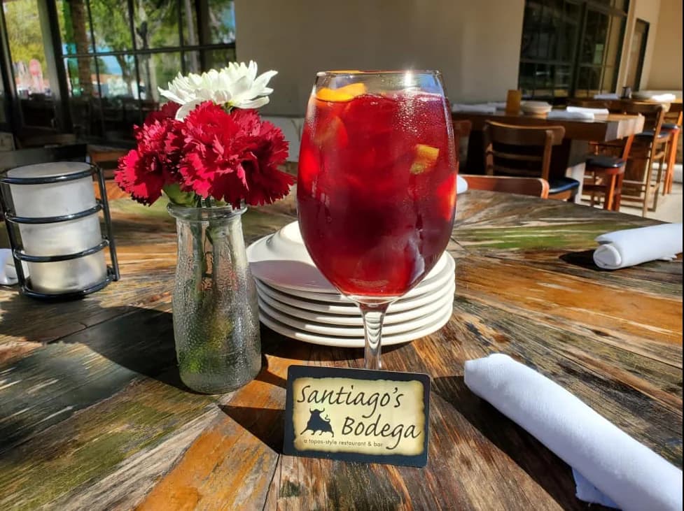 Cold glass of sangria from Santiago&rsquo;s Bodega 