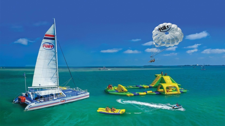 Sailboat and floating playground