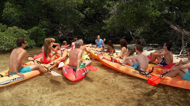 Kayakers getting ready to paddle out