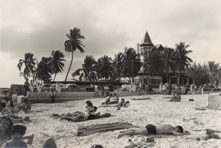 old photo of people on the beach