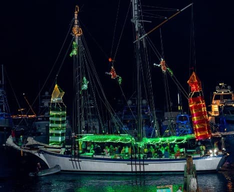 holiday lights on boat
