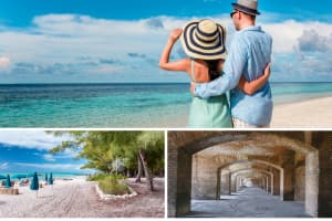 collage of beach views