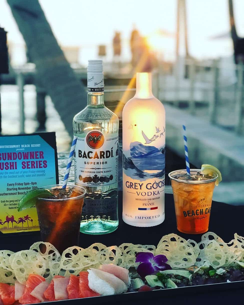 liquor bottles by the pool
