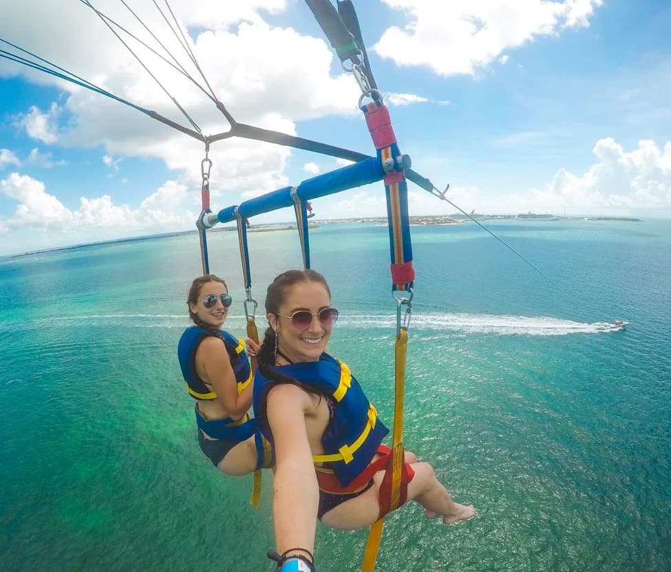women parasailing