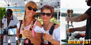 ladies drinking beer at festival