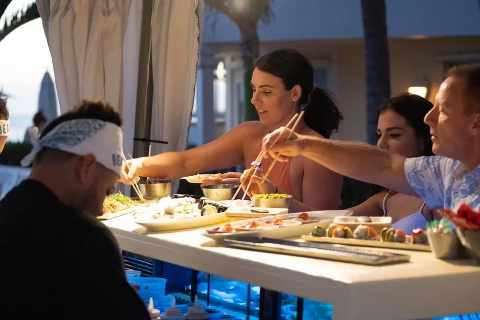 family eating dinner