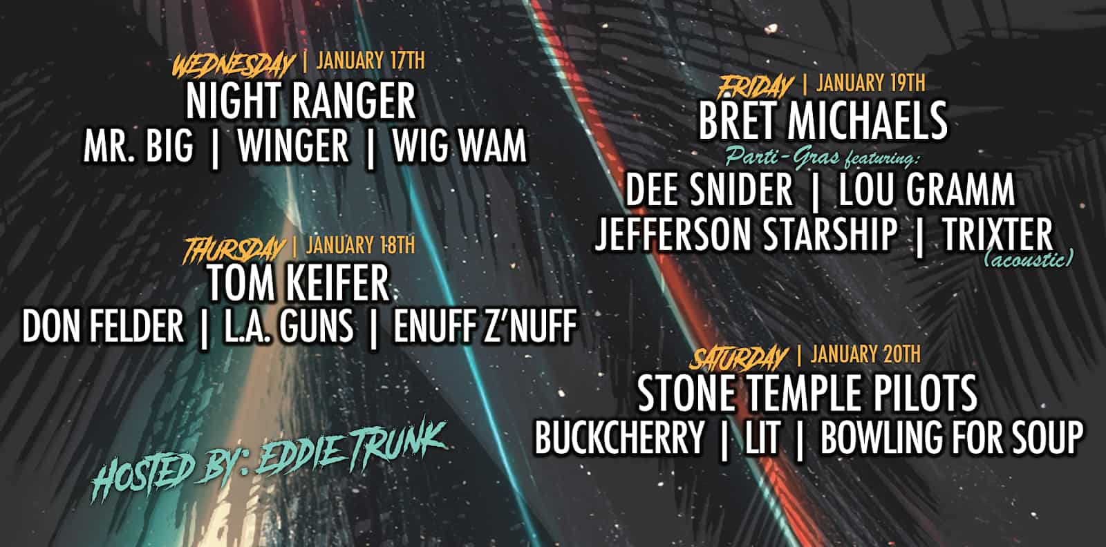 Rock list of performers on a flyer