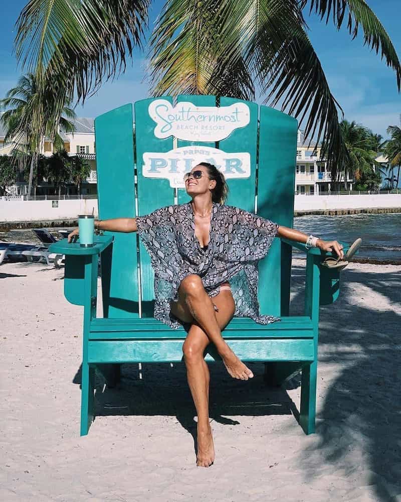 Lady in giant chair
