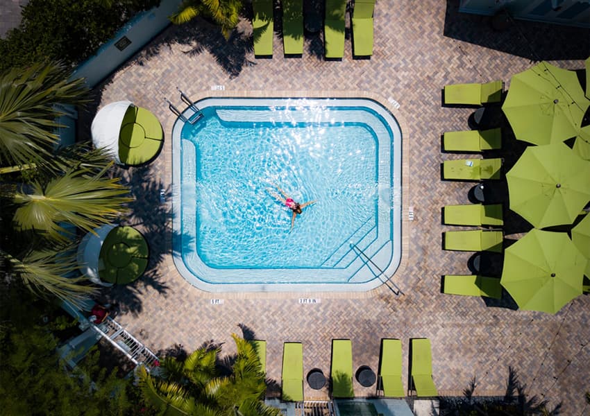 An aerial view of the pool